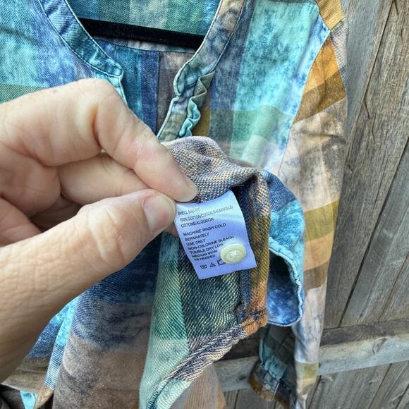 ISABELLE SINCLAIR lightweight flannel long sleeve TOP Shirt ANTHROPOLOGIE Large - Picture 4 of 6